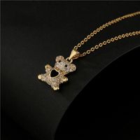 Wholesale Jewelry Cute Heart Bear Pendant Copper Zircon Necklace Nihaojewelry sku image 1