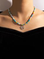 Bohemian Style Multicolor Beaded Round Pendant Necklace Wholesale Nihaojewelry main image 1