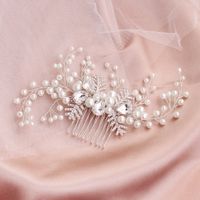 Fashion Handmade Pearl Insert Comb Water Drop Diamond Alloy Hair Comb sku image 1