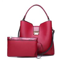 Women's Large Pu Leather Solid Color Vintage Style Square Buckle Bag Sets sku image 2
