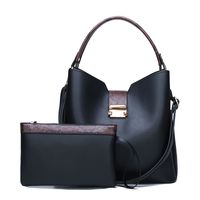 Women's Large Pu Leather Solid Color Vintage Style Square Buckle Bag Sets sku image 3