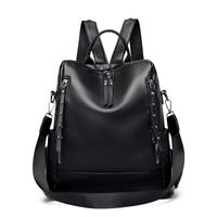Foreign Trade New Fashion Pu Soft Leather Large Capacity Backpack Women's Lightweight Leisure Travel Messenger Shoulder Bag School Bag sku image 1