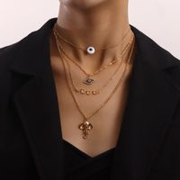 Retro Multi-layer Clavicle Thin Chain Blue Devil's Eye Pendant Necklace Wholesale Nihaojewelry main image 2