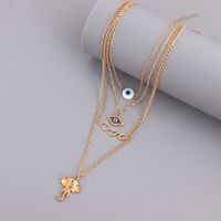 Retro Multi-layer Clavicle Thin Chain Blue Devil's Eye Pendant Necklace Wholesale Nihaojewelry main image 4