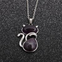 New Hot-selling Fashion Ethnic Style Ladies Stainless Steel Chain Cat Pendant Necklace sku image 5