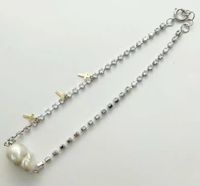 Collar De Aleación Simple Con Cruz De Diamantes Destellantes De Perlas Barrocas Para Mujer sku image 2