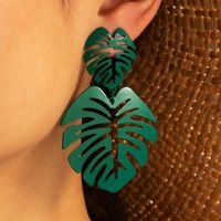 Retro Acrylic Resin Cartoon Leaf Earrings sku image 1