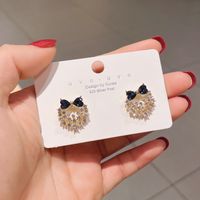 Korean Rhinestone Crystal Bow Alloy Earrings Wholesale sku image 2
