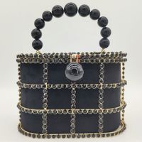 New Fashion Female Bag Metal Bucket Bag Pearl Diamond Bag Handbag With Chain Bag Wholesale sku image 4