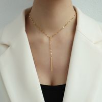 Fashion Digital Y-shaped Necklace Y-shaped Tassel Short Necklace Clavicle Necklace Titanium Steel Necklace Wholesale Nihaojewelry sku image 2