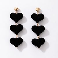 New Red Love Velvet Heart Peach Heart Pendant Long Temperament Earrings For Women sku image 1