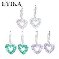 Korean Hollow Green Zircon Peach Heart-shaped Earrings Wholesale sku image 3