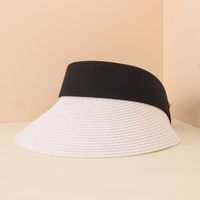 Fashion Wide Brim Breathable Sunscreen Sunshade Empty Top Straw Hat sku image 1