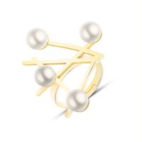 Cross Symbol Magazine Style Pearl Exaggerated Fashion Ring Titanium Steel Material Rings Wholesale Nihaojewelry sku image 1
