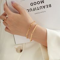 New Open Line Bracelet True Gold Plated Non-fade Allergy Hollow Steel Bracelet sku image 1