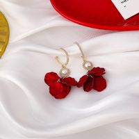 Neue Rote Perle Blütenblatt Quaste Ohrringe sku image 2