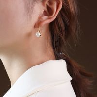 Japanische Und Koreanische Kalte Wind Einfache Perlen Ohrringe Weibliche Ohr Haken Schmuck Titan Stahl Material Ohrringe Farbe Erhalten Ein Stück sku image 2