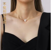 Light Luxury Imitation Baroque Pearl Titanium Steel Necklace Set sku image 5