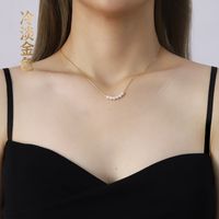 Light Luxury Imitation Baroque Pearl Titanium Steel Necklace Set sku image 7