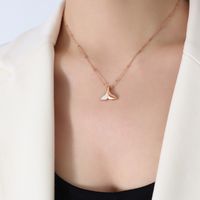Light Luxury All-match Mermaid Tail Shell Dolphin Clavicle Titanium Steel Necklace sku image 4