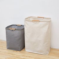 Simple Bamboo Handle Solid Color Fabric Storage Basket Wholesale Nihaojewelry main image 3