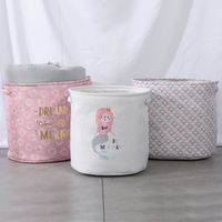 Cartoon Mermaid Printing Cotton And Linen Home Storage Bucket Wholesale Nihaojewelry main image 2