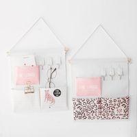 Millet Wheat Leopard Series Fabric Wall-mounted 3 Pockets With 3 Hooks Change And Key Gadget Hanging Storage Bag main image 4
