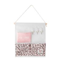 Millet Wheat Leopard Series Fabric Wall-mounted 3 Pockets With 3 Hooks Change And Key Gadget Hanging Storage Bag main image 6