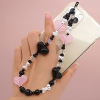 Bohemian Mobile Phone Charm I Domestic Bead Crystal Beads Acrylic Imitation Pearl Shaped Peach Heart Round Beads Mobile Phone Strap main image 4