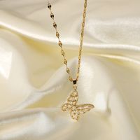 Fancy Crystal Butterfly Necklace 18k Gold Stainless Steel Jewelry Gift Cubic Zircon Butterfly Pendant Necklace For Women main image 1