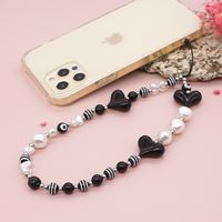 Ethnic Style Black Heart Shaped Striped Round Bead Mobile Phone Chain Wholesale Nihaojewelry main image 5
