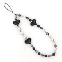 Ethnic Style Black Heart Shaped Striped Round Bead Mobile Phone Chain Wholesale Nihaojewelry main image 6