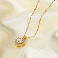 Exquis De Femmes De Mariage Bijoux En Acier Inoxydable Or Grand Unique Brillant Cristal Pendentif Coeur Collier De Fiançailles Pour Les Femmes main image 1