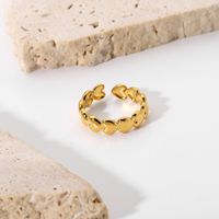 Anillo De Acero De Titanio De Celebridad De Internet Ins Europeo Y Americano Chapado Al Vacío De Acero Inoxidable De Oro De 18k Tridimensional Amor Beanie Anillo Abierto Para Mujeres main image 4