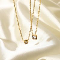18k Fashion Simple Mini Zircon Round Stainless Steel Necklace Wholesale Nihaojewelry main image 1