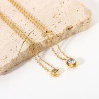 18k Fashion Simple Mini Zircon Round Stainless Steel Necklace Wholesale Nihaojewelry main image 3