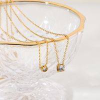 18k Fashion Simple Mini Zircon Round Stainless Steel Necklace Wholesale Nihaojewelry main image 4