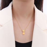 Simple Bear Stainless Steel Material Plated Necklace sku image 5