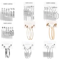 Fashion Metal Circle Butterfly Rhinestone Earrings Set Wholesale Nihaojewelry main image 1