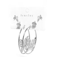 Fashion Metal Circle Butterfly Rhinestone Earrings Set Wholesale Nihaojewelry main image 5