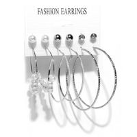 Fashion Geometric Alloy Pearl Earrings Six Pairs Set Wholesale Nihaojewelry main image 4
