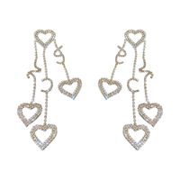 925 Argent Aiguille Exagérée Et Personnalisé Strass Incrustés Amour À Long Gland Boucles D'oreilles Européen Et Américain Ins Mode Haute Classe Élégant Boucles D'oreilles main image 6