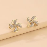 Fashion Rotatable Windmill Zircon Alloy Stud Earrings Wholesale Nihaojewelry main image 1