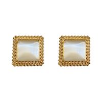 925 Silver Needle Retro Simple Square Opal Stone Ear Studs European And American Ins French Fashion Personality High Class Elegant Earrings main image 6