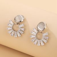 925 Silver Needle French Round Opal Rhinestone-encrusted Stud Earrings European And American Ins Fashion Simple Grace Personality Earrings For Women main image 1