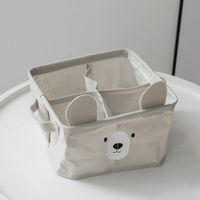 Simple Bear Ears 4 Grid Waterproof Cotton Linen Underwear Socks Storage Box Wholesale Nihaojewelry sku image 2