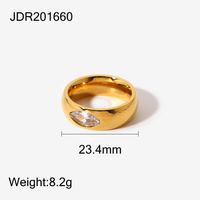 18k Simple Fashion Stainless Steel Transparent Inlaid Diamond Ring Wholesale Nihaojewelry sku image 1