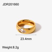 18k Simple Fashion Stainless Steel Transparent Inlaid Diamond Ring Wholesale Nihaojewelry sku image 2