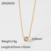 18k Fashion Simple Mini Zircon Round Stainless Steel Necklace Wholesale Nihaojewelry sku image 1