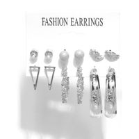 Fashion Metal Circle Butterfly Rhinestone Earrings Set Wholesale Nihaojewelry sku image 12